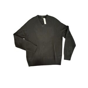 J Crew NWT 100% Lambs Wool Knit Sweater. V-Neck, Mens SZ XL Slimfit Black